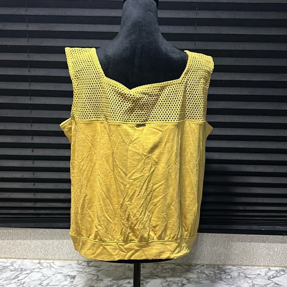 Prana Women Abbott Pass Mustard Yellow Square Neck Crocheted Top Tank Large NWT - Picture 6 of 10